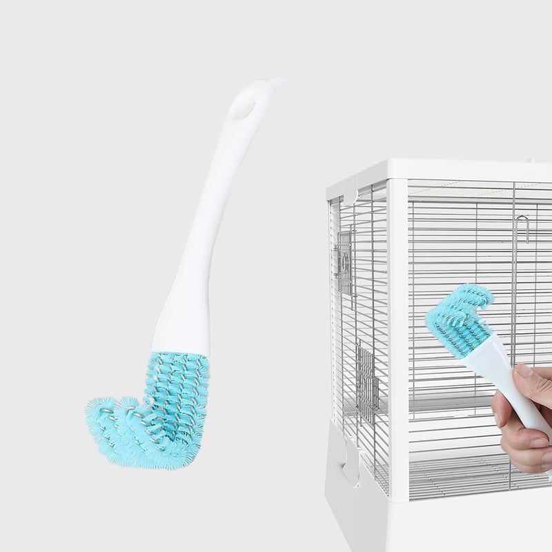 Stainless Steel Bird Cage Cleaner with Long Handle - Dual Head Brush & Scraper for Parrot Cages, Perch Cleaning Tool–Dur