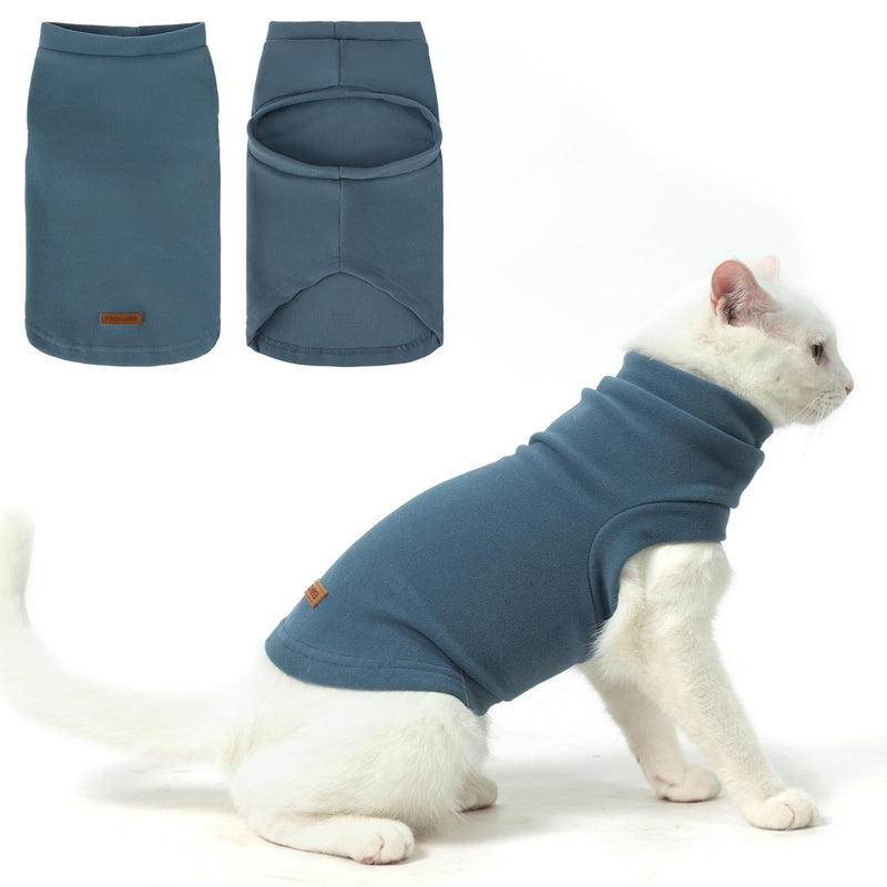 EXPAWLORER Soft Cat Sweater - Sweaters for Cats Only Warm Kitten Clothes, Fall and Winter Pet Coat Pullover Design, Fleece Sweatshirt Clothing Also for Puppy Small Dogs, Blue Small