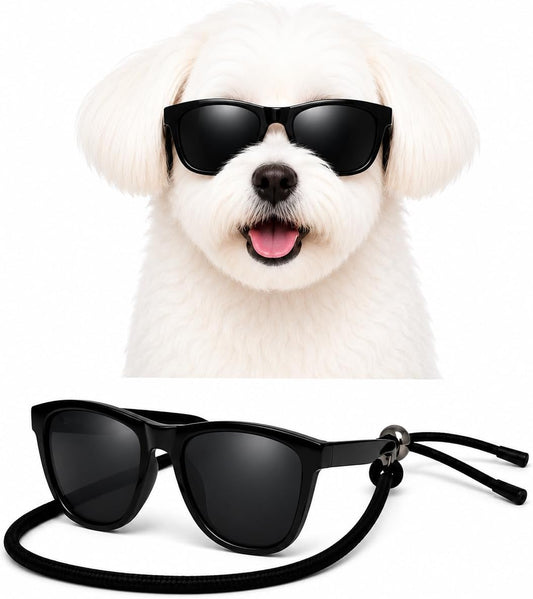 G014 Dog Small Breed up to 15lbs Pet Cat Puppy 80s Retro Sunglasses (Black)