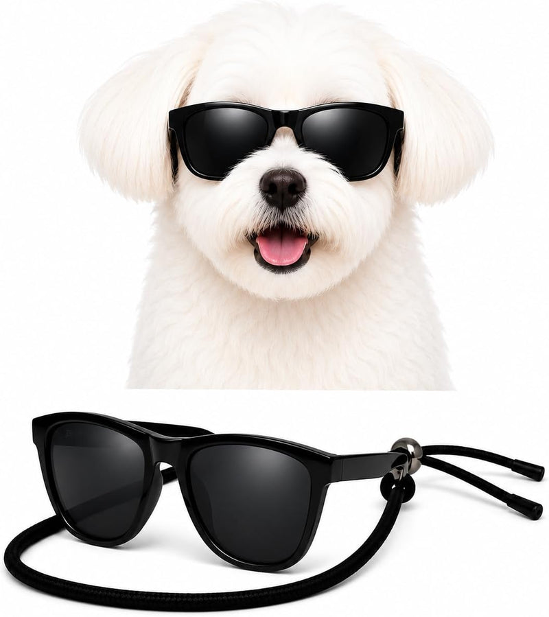 G014 Dog Small Breed up to 15lbs Pet Cat Puppy 80s Retro Sunglasses (Black)