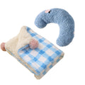 Haourlife Little Pillow for Cats Puppies Ultra Soft Fluffy Pet Calming Toy Half Donut Cuddler for Joint Relief Sleeping Improve Machine Washable Blanket Set-Blue
