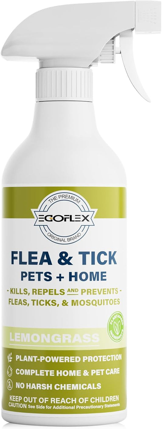 Flea Spray for Home & Pets Plant-Based Repellent with Lemongrass Scent 16oz