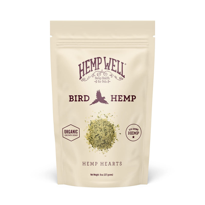 Hemp Well Organic Hemp Hearts for Birds - Reduces Feather Plucking, Promotes Relaxation, Immune Support, Organic, USA Grown, GMO Free – 8 Ounces