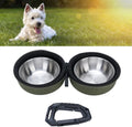 Portable Double Pet Bowl Set, Stainless Steel Food and Water Bowls with EVA Carry Case and Clip for Dogs and Cats Travel