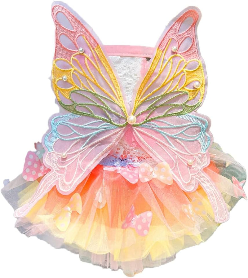 Dog Rainbow Butterfly Princess Dress Summer Thin