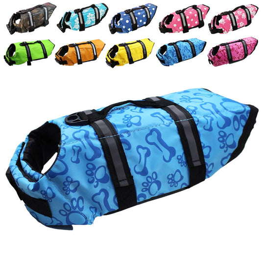 Dog Life Jacket Easy-Fit Adjustable Belt Pet Saver Swimming Safety Swimsuit Preserver with Reflective Stripes for Doggie (S, Blue)