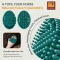Epona Deep Teal Flexible Glossy Curry Comb for Horses – Soft, Ergonomic Grooming Brush with Flexible Tines for Deep Clea