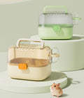 Hamster Carrier Cage with Water Bottle for Golden & Dwarf Hamsters, Travel Cage for Small Animals, Easy-Carry Transparen