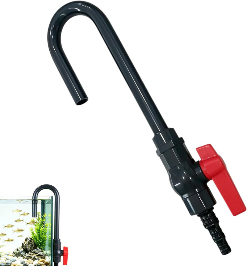 Aquarium Water Filler Tube with Flow Valve, Wall Mounted Curved Hook Design, Aquarium Water Changer, Filler Tube for 1/2