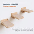 INICIO Cat Wall Stairs, Natural Wood - Set of 3 Wall Steps for Cats to Climb with Fixtures, 8.7"x4.7" - Floating Steps for Climbing or Playing - for Kittens and Adult Cats