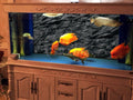 VIP. LINE 3D Effect Black Stone Texture Aquarium Background Poster Fish Tank Backdrop Decorations PVC Background (30" x 