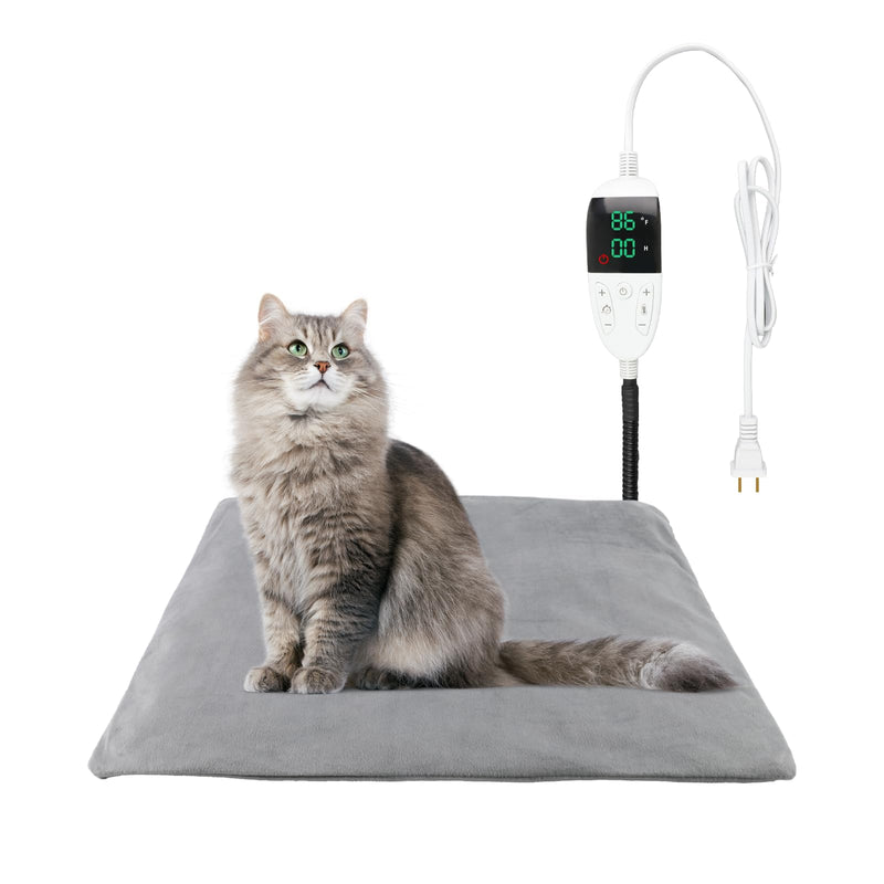 TinyWiz Pet Heating Pad for Dogs and Cats with Temperature Adjustment and Timer, Indoor Outdoor Heated Bed with Overheating Protection for Cat Dog House