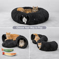 Cat Tunnel Bed with 2 Catnip Fish Toys, Interactive Cat Toys, Dark Grey