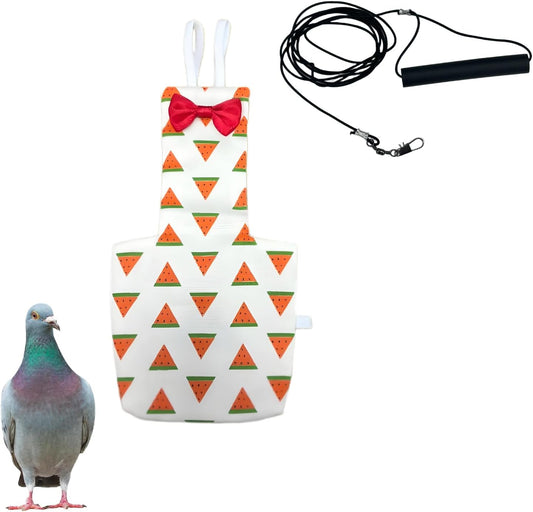 Bird Diapers, Bird Leash Harness and Diaper Set, Parrot Nappy, Diapers for Birds Cockatiel Parrot (XL-Watermelon)