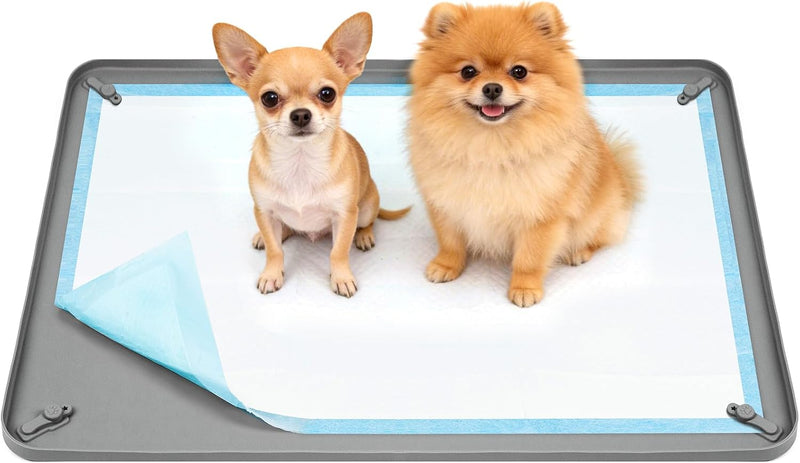 Pee Pad Holder for Dogs,25 x 36 Inch Dog Potty Tray with Silicone Clips Dog Puppy Pad Tray,Non-Slip Leak-Proof High Edge Silicone Puppy Pee Tray Mat for Home Floor Protection