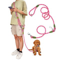 pawstrip Hands Free Dog Leash Crossbody Dog Running Leash Handsfree Pet Rope for Hiking Training Heavy Duty Reflective Pet Walking Belt (Pink)