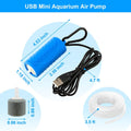 DaToo USB Mini Aquarium Air Pump Ultra Quiet Fish Tank Air Pump with Black Hanging Clasp Portable Aquarium Oxygen Aerato