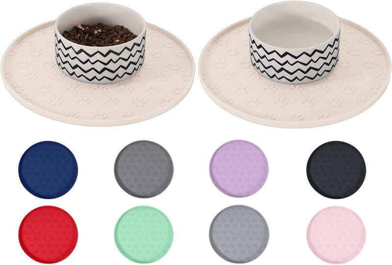 Comtim Waterproof Dog Food Mat - 2 Pack Silicone Pet Food Mat Dog Food Bowl Mats Cat Water Mats Eating Tray, Non-Slip Pe