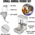 Automatic Pet Food Water Dispenser, Auto Gravity Pet Feeder Water Bottle Set for Crate Cage, Feeding Station for Small D