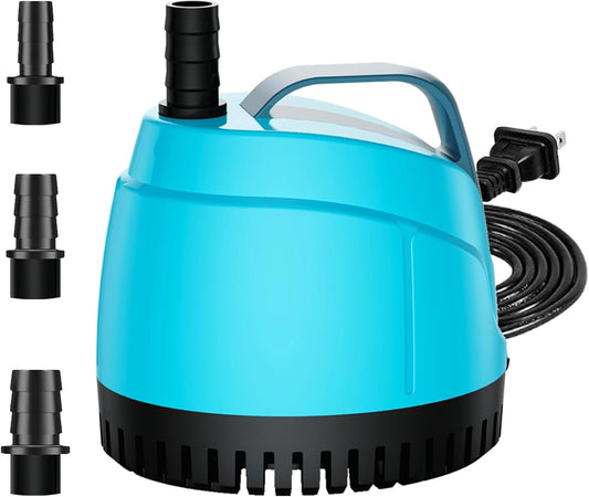 210GPH Submersible Water Pump Ultra Quiet (780L/H,15W),Bottom Suction Aquarium Pump with 2 Nozzles,5.6ft Lift,Adjustable