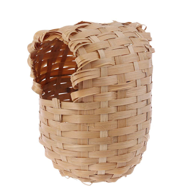 MinnowXY Small Bird Nest with Metal Hook Hand-Woven Bird Eco-Friendly Natural Bamboo Cage Accessories Hanging Bird Shelter