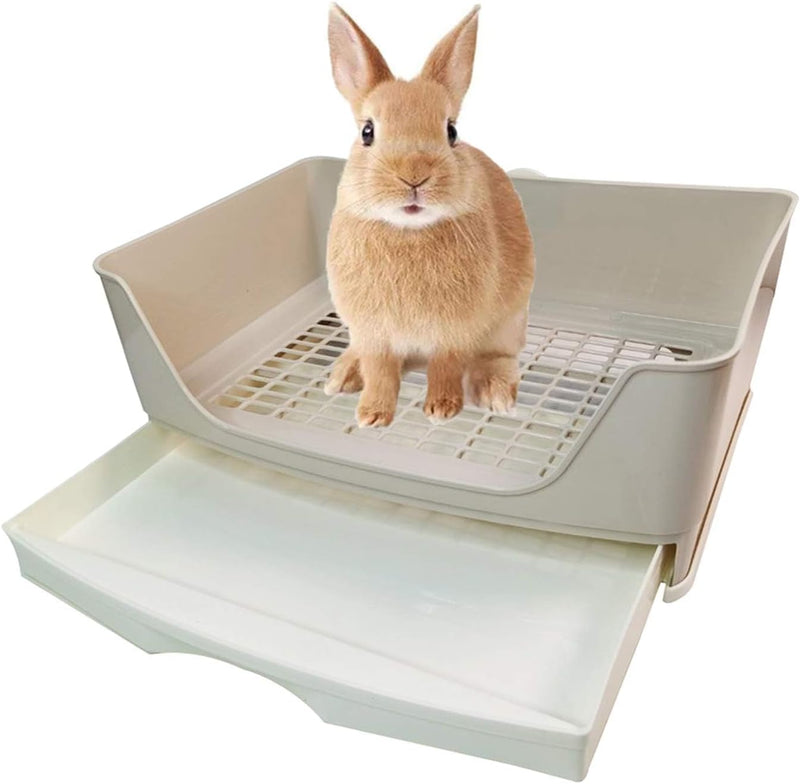 kathson Large Rabbit Litter Box Trainer, Potty Corner Toilet with Drawer Bigger Pet Pan for Adult Hamster, Guinea Pig, F