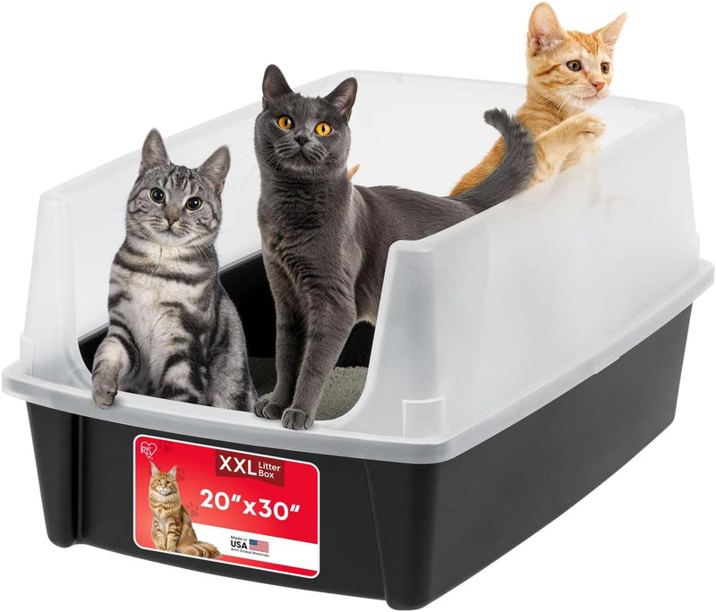 IRIS USA XX-Large High Sided Cat Litter Box, Scatter Shield