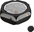 Small Animals Playpen with Top Zippered Cover Pet Yard Fence Black