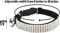 CHUKCHI Soft Velvet Safe Cat Adjustable Collar Bling Diamante with Bells,11 inch for Small Dogs and Cats (Black)