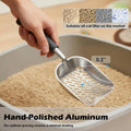 Vitisyao Heavy-Duty Metal Cat Litter Scoop with Holder, Aluminum Cats Litter Scooper Captures All Clumps, Kitty Metal Scooper and Holder (White)