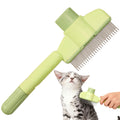 MeowAroma Dogs and Cats Comb with Release Button, Pet Hair Removal Tools with Safe Stainless Steel Teeth for Deshedding, Cat Grooming Supplies for Long/Short Hair, Cat Brush for Shedding, Green