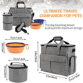 Dog Travel Bag with 2 Food Containers Collapsible Bowls & Feeding Mat