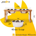 Elevated Dog Bowls, Bamboo Raised Dog Bowl for Medium Dogs, with 2 Stainless Steel Bowls (7'' Tall-40 oz Bowl)
