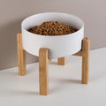 White Raised/Elevated Ceramic Dog Bowl for Medium Large Sized Breeds,Large Dog Food Water Bowl with Stand,8 in Non Slip 