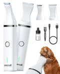 oneisall Dog Clippers with Double Blades,Cordless Small Pet Hair Grooming Trimmer,Low Noise for Trimming Dog's Hair Around Paws, Eyes, Ears, Face, Rump (White)