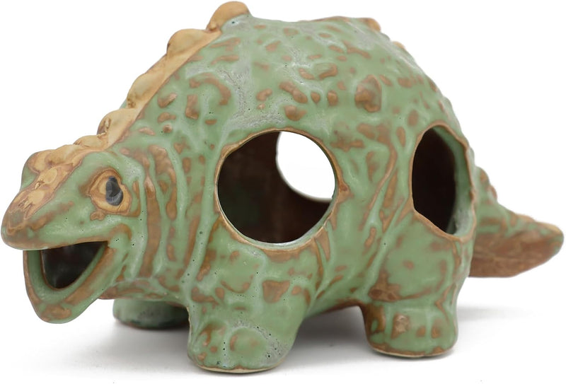 ALEGI Aquarium Ceramic Decorations Hideout, Cut Ceramic Dinosaurs Cave Rock