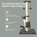PEEKAB 32" Tall Cat Scratching Post Sisal Scratch Posts,with Hanging Ball and Self-Massage Brush Vertical Scratcher for Indoor Cats and Kittens Gray 32inches
