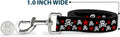Buckle-Down Pet Leash - Skulls & Stars Black/White/Red - 4 Feet Long - 1" Wide