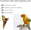 Kathson 2 Pack Bird Feeding Dish Cups, Stainless Steel bird bowls Parrot Feeders Water Cage Bowls with Clamp Holder Bird