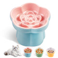 Cat Slow Feeder Bowl Set - 1 Pcs Pastel Series Cat Plate for Dry and Wet Food - Cute Maze Feeder Dish for Healthy Eating- Slow Feeding Bowls Whisker Friendly - Dishwasher Safe(Blue)