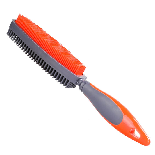 Godiyyer Rubber Pet Hair Removal Brush for Couch Clothes Dog Cat Pet Hair Carpet, Also Used as Dog Cat Bath Brush with Massage Effect (orange)