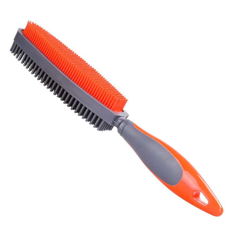 Godiyyer Rubber Pet Hair Removal Brush for Couch Clothes Dog Cat Pet Hair Carpet, Also Used as Dog Cat Bath Brush with Massage Effect (orange)