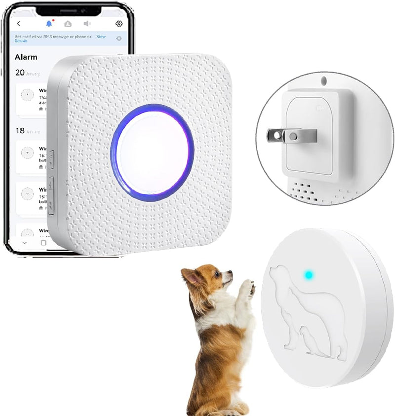 Dog Door Bell for Potty Training to Go Outside, WiFi Doggie Door Bell, Wireless Doggy Doorbell with Phone App,Waterproof