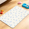 Dog Food Mat for Pet Cat Food Mat, Blue Bows Floral Absorbent Quick Dry Dog Bowl Mats for Food and Water, Non-Slip Cat Pet Feeding Mats for Floor Placemats 12"x20"
