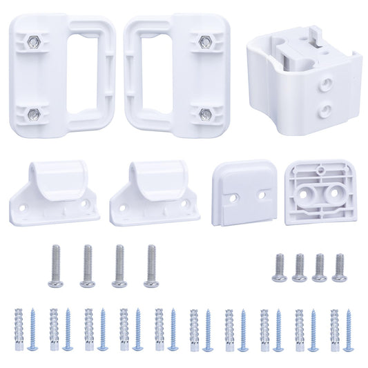 Reinforced Retractable Baby Gate Replacement Parts Kit, Retractable Dog Gate Full Set Wall Mounting Hardware Retractable Pet Gate Accessories with Brackets Latches Anchors and Screws (White)