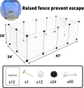 12 Panels Pet Playpen 16”x12” Bunny Pen Rabbit Cage Pet Fence Indoor DIY Plastic Enclosure for Guinea Pigs, Bunny, Hamst