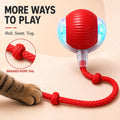 Rcxnm Interactive Cat Ball Toy with String, Interactive Cat Toys Ball Fast Rolling，Red, Bouncing Teaser Wand