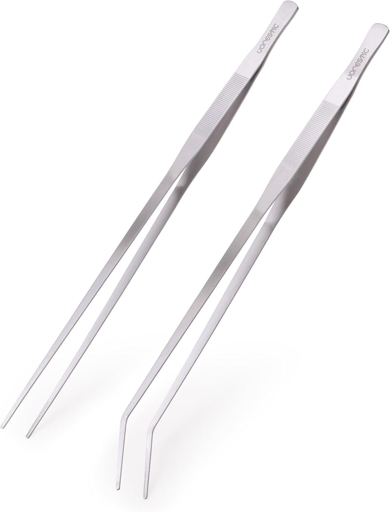 VORESTIC Straight and Curved Aquarium Tweezers Set 18 Inch, Stainless Steel Long Tweezers for Fish Tank Planting, Aquasc