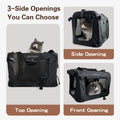 Petseek Large Cat Carrier, Portable Soft Sided Road Car Carrier, for Small Dog or Big Cats, 20"x13"x13" Outside Folding Comfortable Design, Black