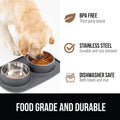 GORILLA GRIP Feeding Mat Bowl Set, 100% Waterproof BPA Free Silicone Base, 304 Stainless Steel Cat and Dog Bowls for Food and Water, Slip Resistant, High Edge, US Designed, Patent Pending, 2 Cup Gray